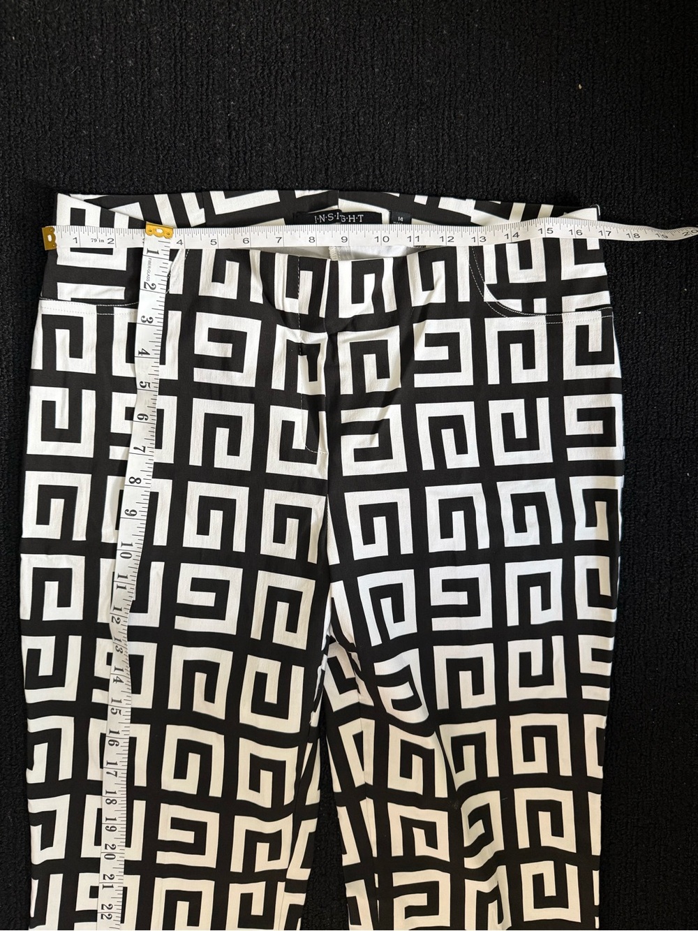INSIGHT Black & White Geometric Stretch Pants – Size 14 (Large/XL) - Picture 6 of 7